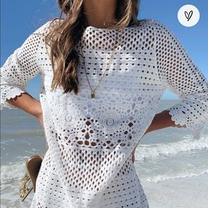COPY - White crochet cover up dress🐚